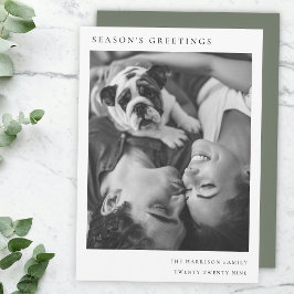 Schwarz-Weiß-Minimal Einfaches Weihnachtsfest Foto Feiertagskarte