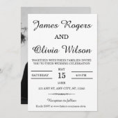 Schwarz-Weiß-Minimal-Einladung zur Hochzeit Einladung (Vorne/Hinten)