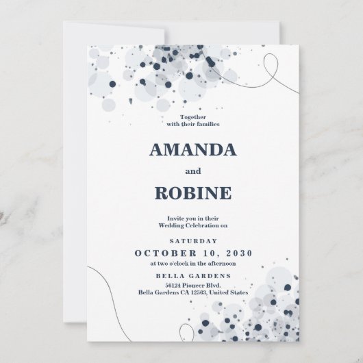 Schwarz-Weiß-Minimal-Einladung zur Hochzeit Einladung (Vorderseite)