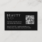 Schwarz & Weiß, Minimal, elegant, Salon, QR-Code Terminkarte (Vorderseite)