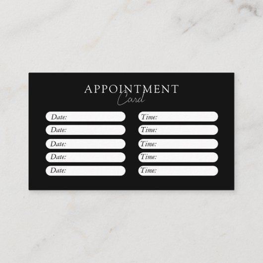 Schwarz & Weiß, Minimal, elegant, Salon Terminkarte (Rückseite)