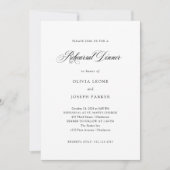 Schwarz-Weiß-Minimal Elegante Probe Abendessen Einladung (Vorderseite)