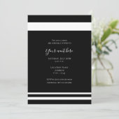 Schwarz-Weiß-Minimal Elegantes Party Einladung (Stehend Vorderseite)