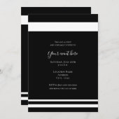 Schwarz-Weiß-Minimal Elegantes Party Einladung (Vorne/Hinten)
