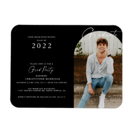 Schwarz/Weiß-Minimal-Foto Abschluss Einladung Magnet