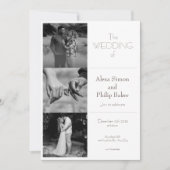 Schwarz-Weiß-Minimal-Foto-Collage Hochzeit Einladung (Vorderseite)