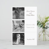 Schwarz-Weiß-Minimal-Foto-Hochzeitsmenü (Stehend Vorderseite)