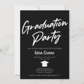 Schwarz-Weiß-Minimal-Graduierungsparty Einladung (Vorderseite)
