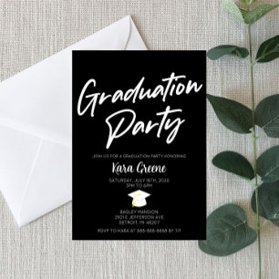 Schwarz-Weiß-Minimal-Graduierungsparty Einladung