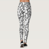 Schwarz-Weiß-Minimal-Kaninchen-Bunny-Line-Zeichnun Leggings (Rückseite)