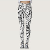 Schwarz-Weiß-Minimal-Kaninchen-Bunny-Line-Zeichnun Leggings (Vorderseite)