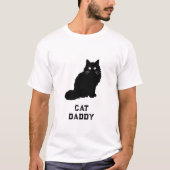 Schwarz Weiß Minimal Katze Daddy Lustig T-Shirt (Vorderseite)