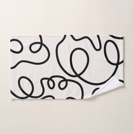 Schwarz-Weiß-Minimal-Linie Pinselstriche Badhandtuch Set (Handtuch)