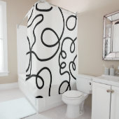 Schwarz-Weiß-Minimal-Linie Pinselstriche Duschvorhang (Beispiel)