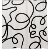 Schwarz-Weiß-Minimal-Linie Pinselstriche Duschvorhang (Vorderseite)