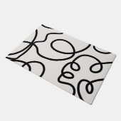 Schwarz-Weiß-Minimal-Linie Pinselstriche Fußmatte (Schrägansicht)