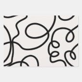 Schwarz-Weiß-Minimal-Linie Pinselstriche Geschenkpapier Set (Vorderseite)