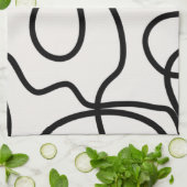 Schwarz-Weiß-Minimal-Linie Pinselstriche Geschirrtuch (Gefaltet)