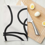 Schwarz-Weiß-Minimal-Linie Pinselstriche Geschirrtuch<br><div class="desc">Mitte Jahrhundert Moderne Abstrakte Pinselstriche - Minimale Linie - cremeweißer Hintergrund mit schwarzen Minimallinien.</div>