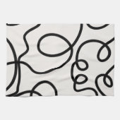Schwarz-Weiß-Minimal-Linie Pinselstriche Geschirrtuch (Horizontal)