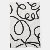 Schwarz-Weiß-Minimal-Linie Pinselstriche Geschirrtuch (Vertikal)