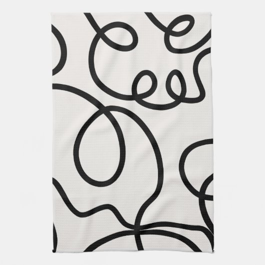 Schwarz-Weiß-Minimal-Linie Pinselstriche Geschirrtuch (Vertikal)