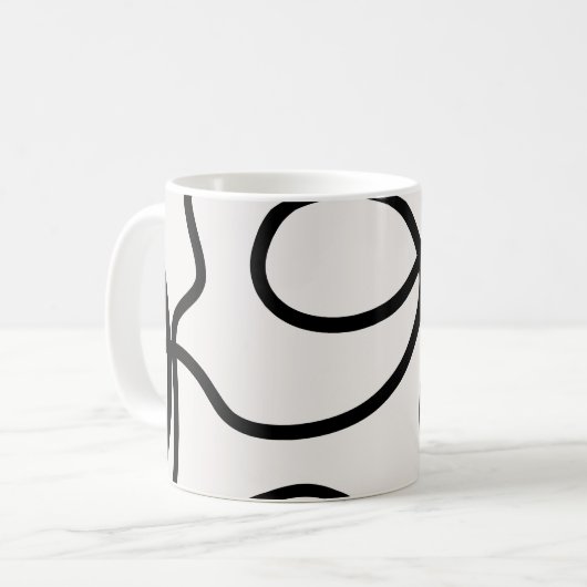Schwarz-Weiß-Minimal-Linie Pinselstriche Kaffeetasse (Vorderseite Links)