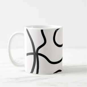 Schwarz-Weiß-Minimal-Linie Pinselstriche Kaffeetasse