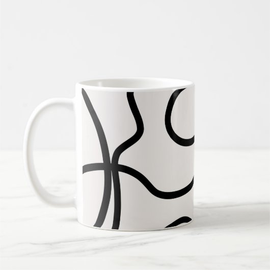 Schwarz-Weiß-Minimal-Linie Pinselstriche Kaffeetasse (Links)