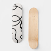 Schwarz-Weiß-Minimal-Linie Pinselstriche Skateboard (Vorderseite)