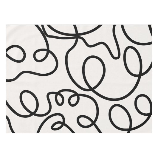 Schwarz-Weiß-Minimal-Linie Pinselstriche Tischdecke (Vorderseite (Horizontal))