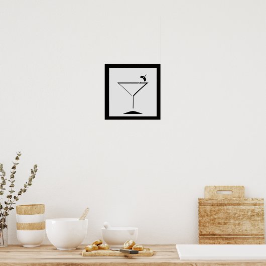Schwarz-Weiß-Minimal-Martini-Kunstdruckerei Poster (Küche)