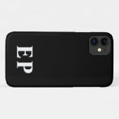 Schwarz/Weiß | Minimal Modern Initial Monogram Case-Mate iPhone Hülle (Rückseite (Horizontal))