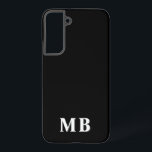 Schwarz/Weiß | Minimal Modern Initial Monogram Samsung Galaxy Hülle<br><div class="desc">Dieses stilvolle Handy-Gehäuse-Design zeichnet sich durch ein einfaches modernes Design in Schwarz & Weiß aus. Machen Sie eine einfache Telefonzelle mit benutzerdefinierten Initialen und Namen. Es wird ein cooles, einzigartiges Geschenk für jemanden, der etwas Besonderes oder sich selbst ist. Wenn Sie gewollt haben, die Schriftart oder Position zu ändern, klicken...</div>