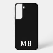 Schwarz/Weiß | Minimal Modern Initial Monogram Samsung Galaxy Hülle (Rückseite)