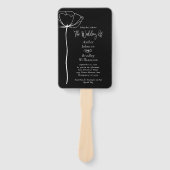 Schwarz-Weiß-Minimal Modernes Floral-Programm Fächer (Vorderseite)