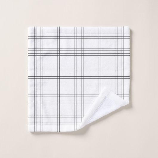 Schwarz/Weiß Minimal Modernes, Kariertes, sauberes Badhandtuch Set (Waschlappen)