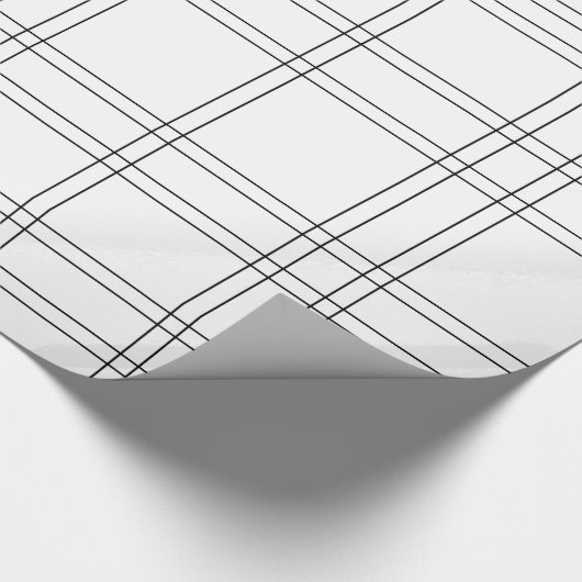 Schwarz/Weiß Minimal Modernes, Kariertes, sauberes Geschenkpapier (Ecke)
