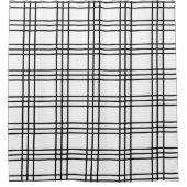 Schwarz-Weiß-Minimal Modernes Kariertes Tartan Duschvorhang (Vorderseite)