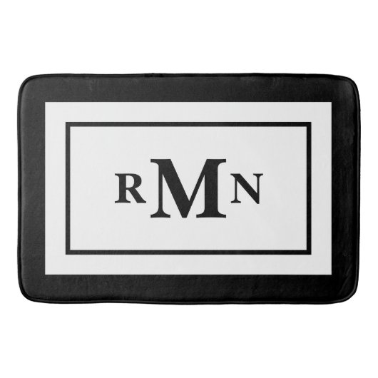 Schwarz-Weiß-Minimal Modernes Mit Monogramm Badematte (Vorderseite)