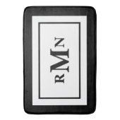 Schwarz-Weiß-Minimal Modernes Mit Monogramm Badematte (Vorderseite Vertikal)