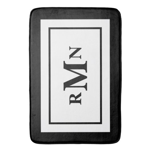Schwarz-Weiß-Minimal Modernes Mit Monogramm Badematte (Vorderseite Vertikal)