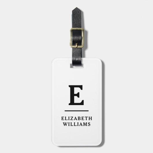 Schwarz-weiß-Minimal-Modernes Monogramm Gepäckanhänger (Vorderseite vertikal)