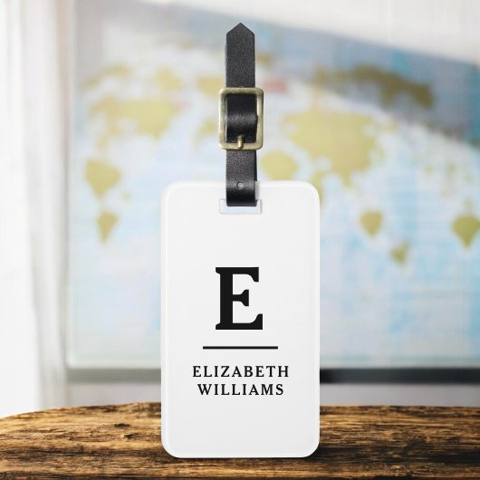 Schwarz-weiß-Minimal-Modernes Monogramm Gepäckanhänger