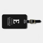 Schwarz-weiß-Minimal-Modernes Monogramm Gepäckanhänger (Vorderseite horizontal)