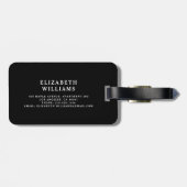 Schwarz-weiß-Minimal-Modernes Monogramm Gepäckanhänger (Rückseite horizontal)