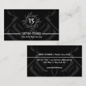 Schwarz-weiß Minimal Modernes Tätowierstudio Visitenkarte (Vorne/Hinten)