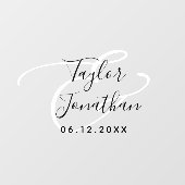 Schwarz-Weiß-Minimal-Personalisierte Hochzeit Fensteraufkleber (Blatt)