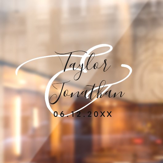 Schwarz-Weiß-Minimal-Personalisierte Hochzeit Fensteraufkleber (Blatt 2)