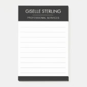 Schwarz-Weiß-Minimal-Profi-Geschäftlich Post-it Klebezettel (Vorderseite)